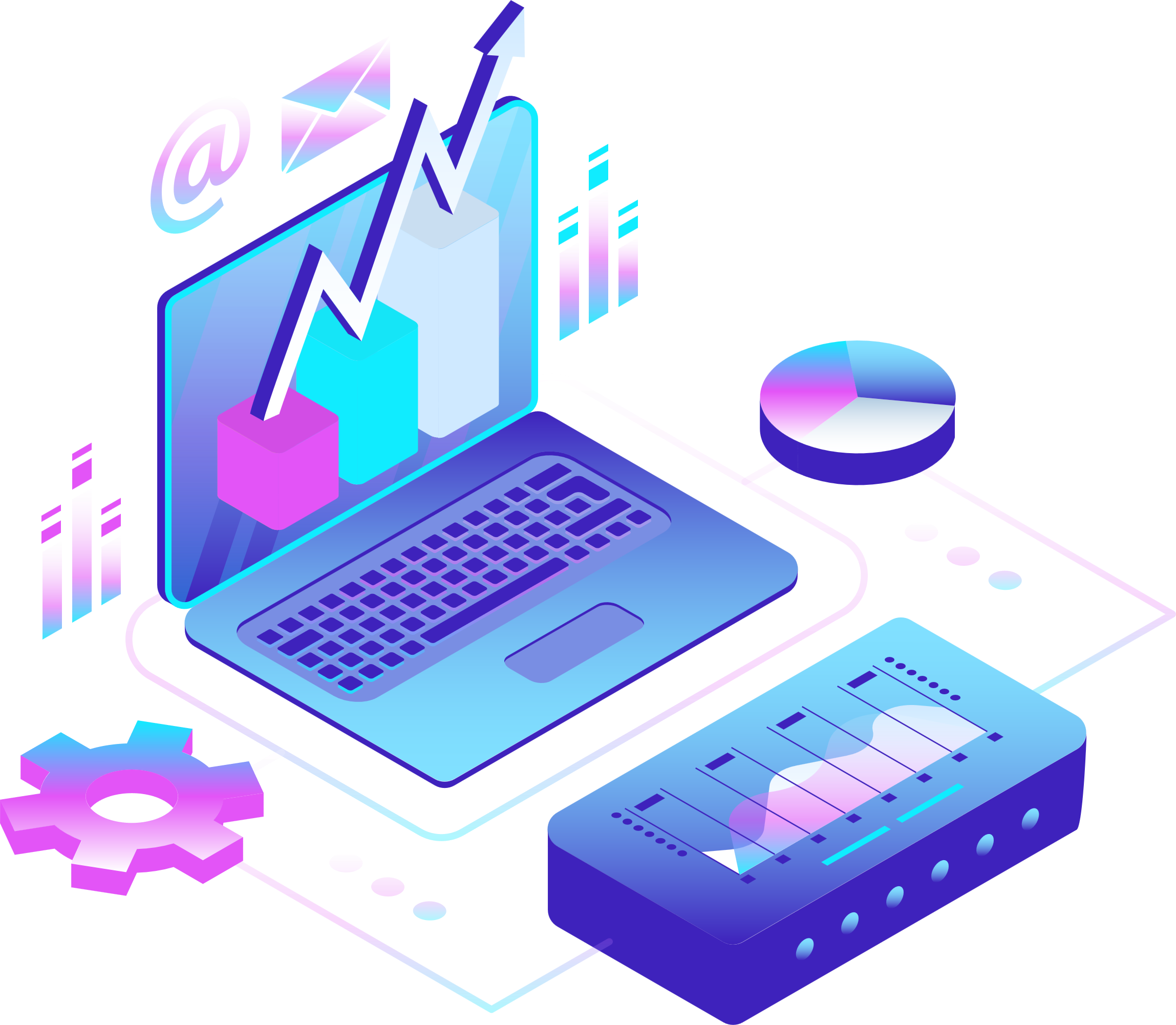 Laptop with marketing graph